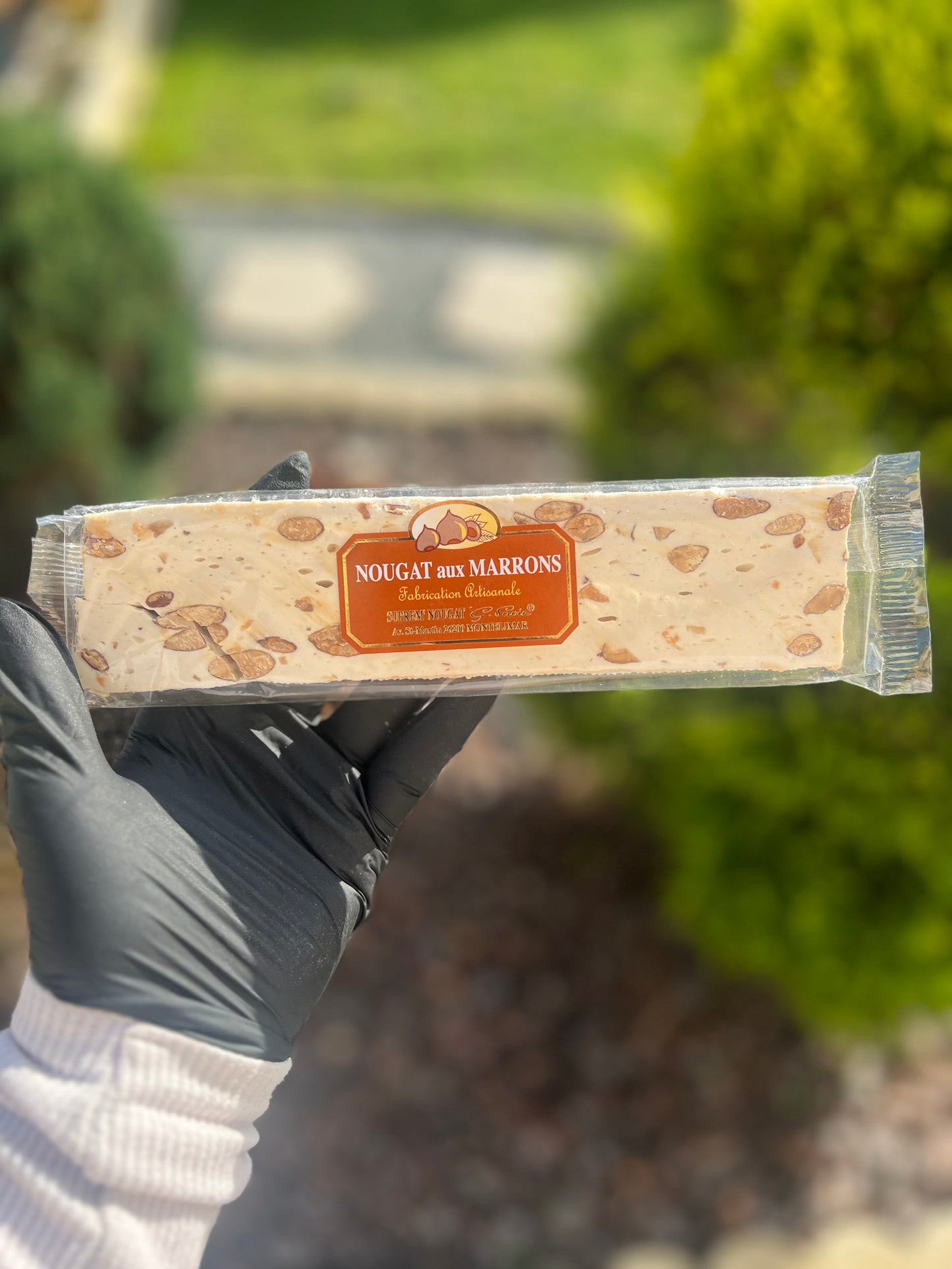 Barre de Nougat Tendre aux Brisures de Marrons Glacés d’Ardèche